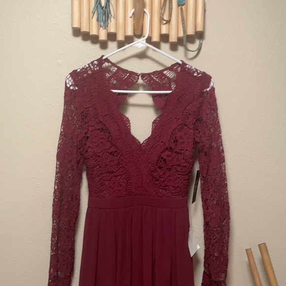 S Lulu’s Burgundy Longsleeve Bridesmaid or Evening Dress NWT - Picture 4 of 10